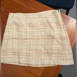 Mini Skirt A-line  By Theory Size 4 Side Zipper Lined Cotton-rayon Blend Cream